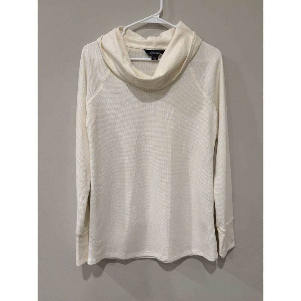 Eddie Bauer Women’s Size M Waffle Knit Cowl Neck Long Sleeve Top NWOT Thermal